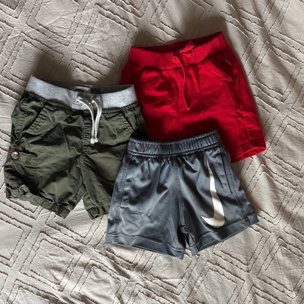Kids Shorts Set in Gray, Red, and Olive